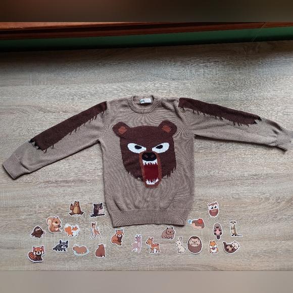 H&M vguc/euc grizzly bear sweater 8-10 years - Picture 7 of 11